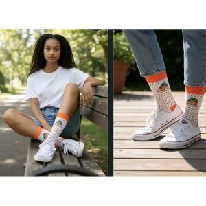 Jarritos Mexican Brand Soda Sufice‎ Good Socks Women's SZ Med Polka Dot Orange